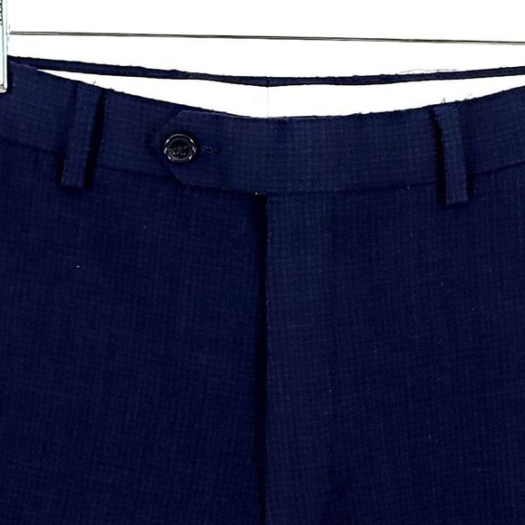 Lauren Ralph Lauren Wool Natural Stretch Blue Check Flat Front Dress Pants 32/31 - Picture 2 of 6